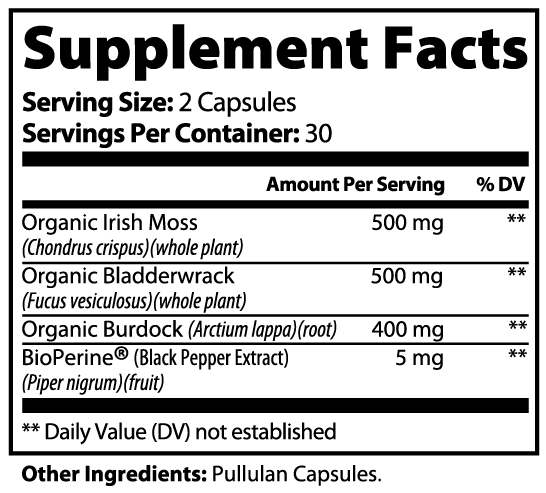 Capsules de mousse de mer pour l'éclat de la peau, l'immunité et la santé intestinale
